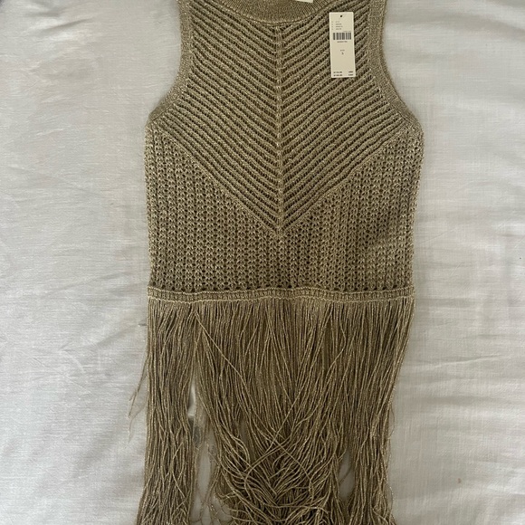 Anthropologie Beige Fringe Skinny Top - Picture 5 of 6